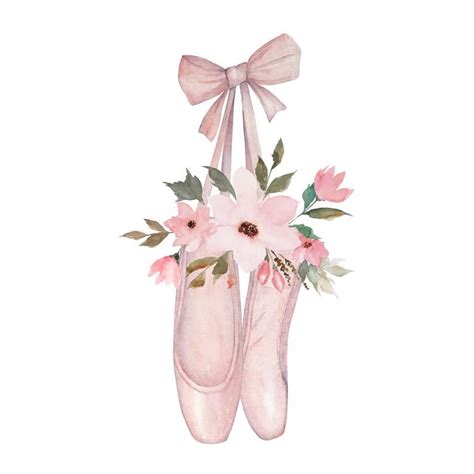 Watercolour Ballet Pointe Shoes With Flowers Watercolour Etsy In 2021 Ballet Decor Ballet