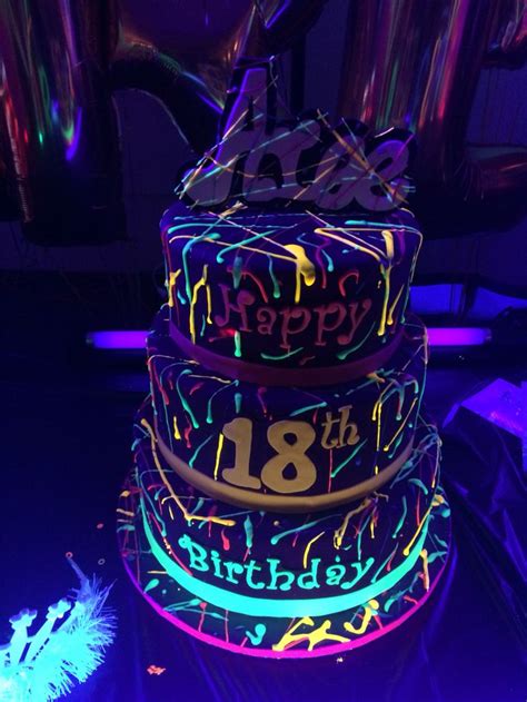 Glow In The Dark Cake In 2024 Neon Birthday Party 14th Birthday