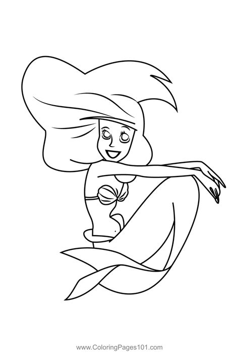 Ariel Smiling Coloring Page For Kids Free The Little Mermaid