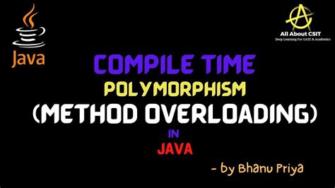 Compile Time Polymorphism Method Overloading Lec 46 Java Tutorials