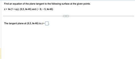 Solved Find An Equation Of The Plane Tangent To The