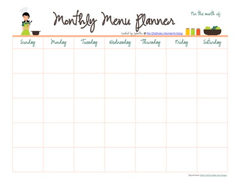 Month Meal Plan Template