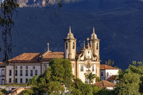 Old Catholic Church Of The 18th Century In Ouro Preto Stock Photo