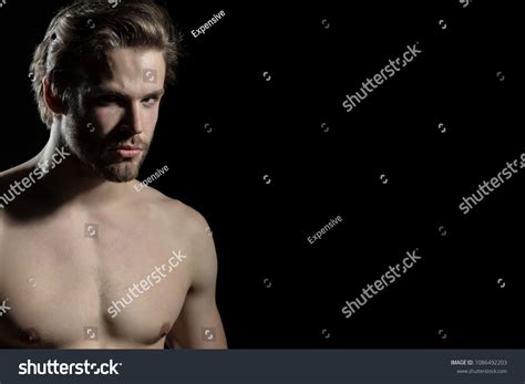 Naked Man Looking Camera On Black Stock Photo 1086492203 Shutterstock