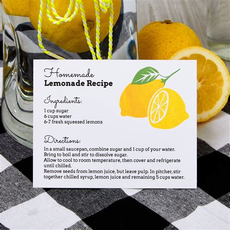 Diy Lemonade Recipe Card Idea