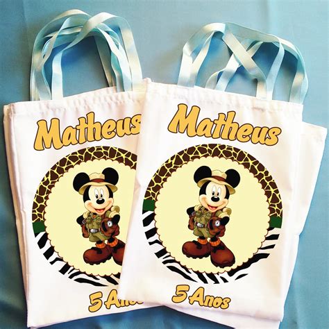 Bolsinha Ecobag Sacolinha Personalizada Safari Do Mickey Elo