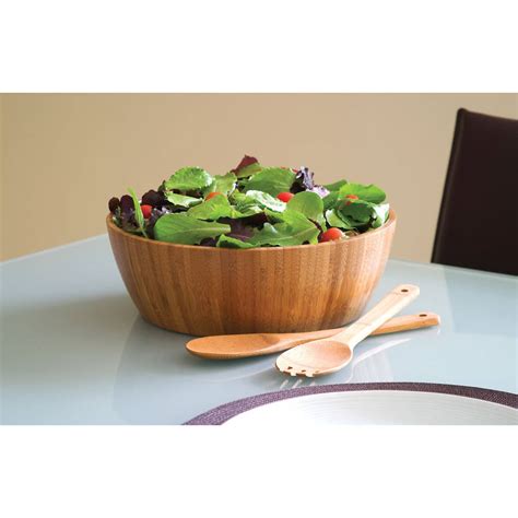 Lipper International Bamboo Salad Bowl with Servers, 3-Piece Set ...