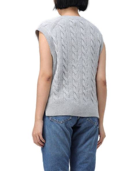 Polo Ralph Lauren Cable Knit Sleeveless Vest In Blue Lyst