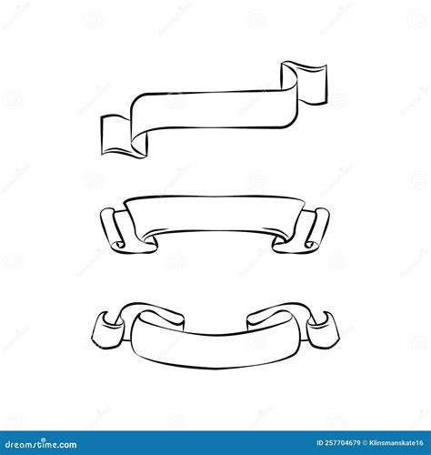 Banner Ribbon Outline Drawing Design Vector Stock Vector - Illustration ...