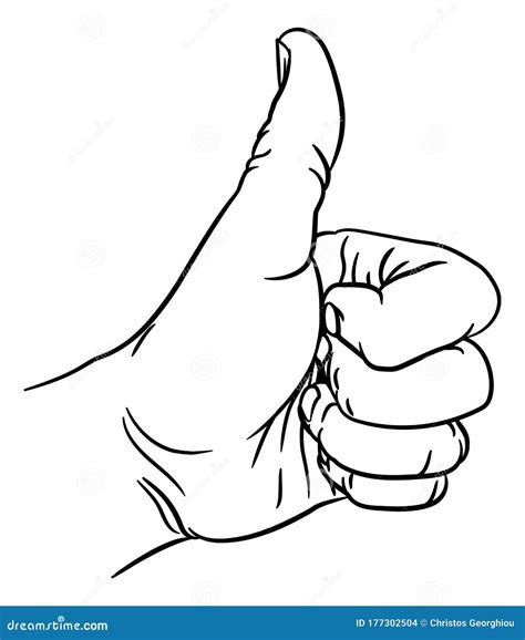 Hand Thumbs Up Gesture Thumb Out Fingers In Fist Stock Vector