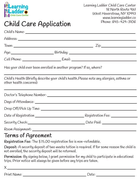 Forms Learning Ladder Child Care Center