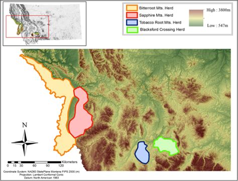 Sampling Location Map Map Of The Montana Study Area Four Elk