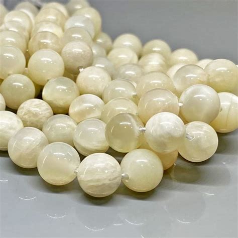 Natural White Moonstone 8mm Smooth Round Gemstone Beads Strand 11832