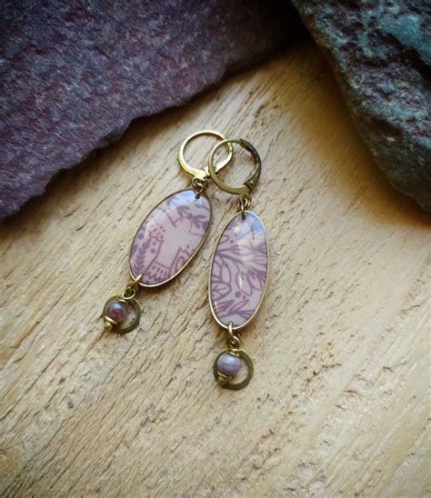 Boucles D Oreilles Dor Es Rose Nude Nature L Hirondelle Et Agate Katjoubi