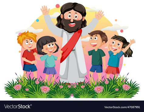 Jesus Christ With Children Isolated Royalty Free Vector