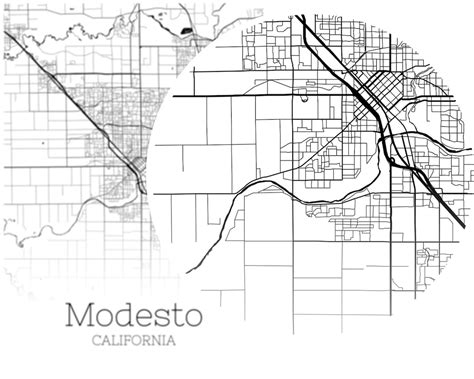 Modesto Map Instant Download Modesto California City Map Etsy