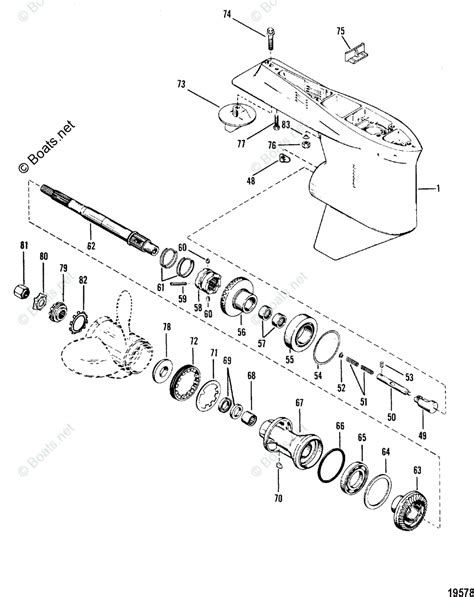 Mariner Outboard 1989 OEM Parts Diagram For Gear Housing Propeller