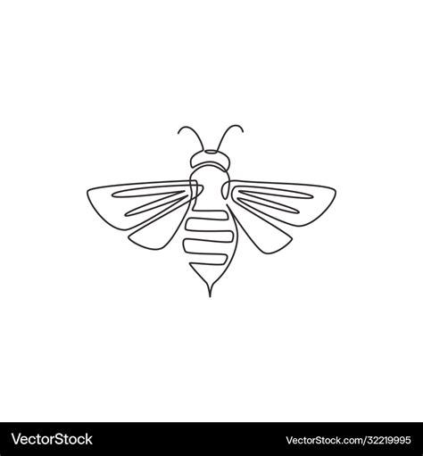 One Continuous Line Drawing Elegant Bee Royalty Free Vector