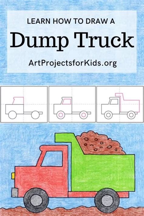 Easy How to Draw a Dump Truck Tutorial · Art Projects for Kids