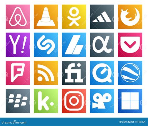 20 Social Media Icon Pack Including Fiverr Foursquare Yahoo Pocket