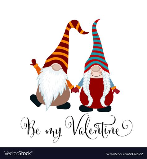 Valentines Day Card With Gnomes Couple In Love Vector Image