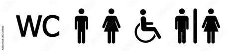 Set Of WC Symbole Toilet Vector Icons Set Male Or Female Restroom