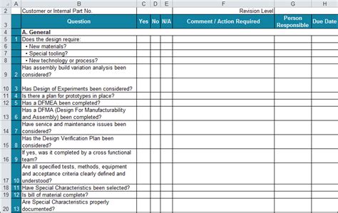 Checklist Excel