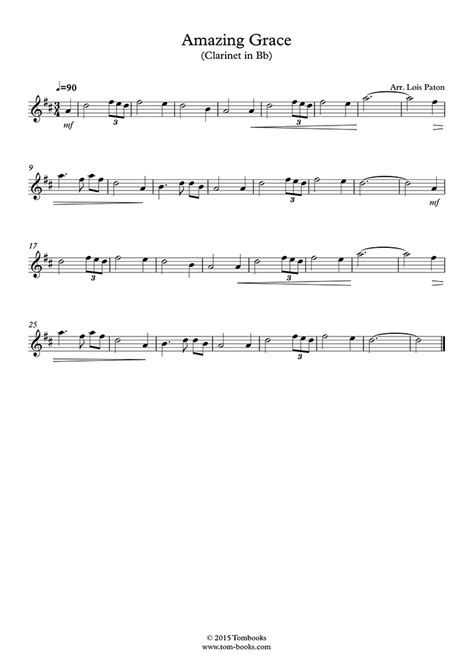 Amazing Grace Traditional Clarinet Sheet Music