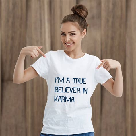 Karma Quotes Printed Stylish T-Shirt For Women - Buy Spiritual Products