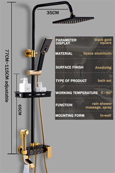 FARIDA In Black Gold Shower Set With Faucet High Pressure Hot And Cold Shower Set Bathroom