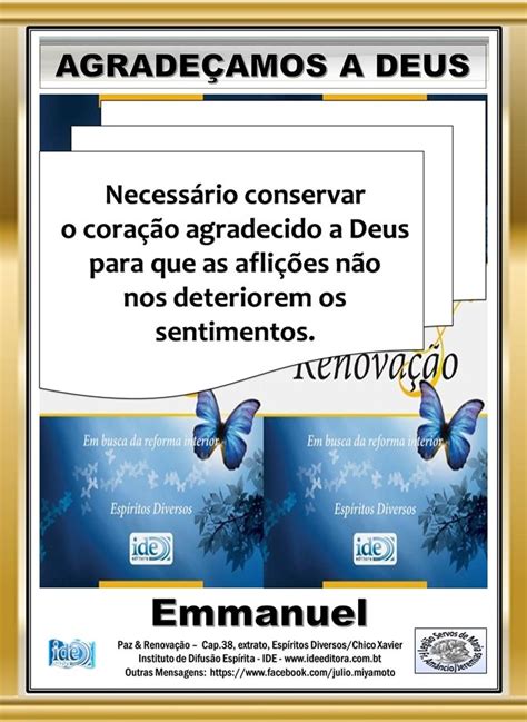 Emmanuel Livro Paz E Renova O Esp Ritos Diversos Chico Xavier