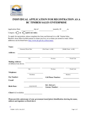 Fillable Online INDIVIDUAL APPLICATION FOR REGISTRATION AS A Fax