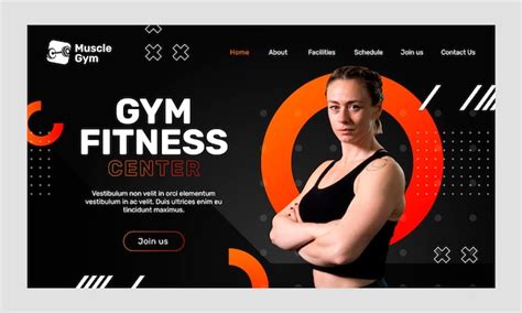 Free Vector Fitness Center Landing Page Design Template