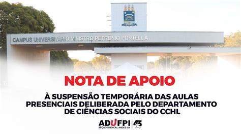 Nota De Apoio À SuspensÃo TemporÁria Das Aulas Presenciais Deliberada