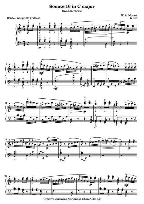 Sonata Facile Third Movement Free Sheet Music By W A Mozart