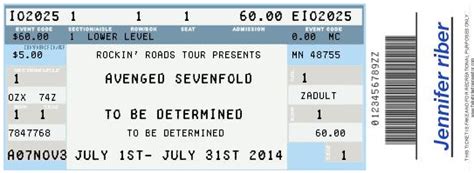 Tickets - Avenged Sevenfold Economic Project