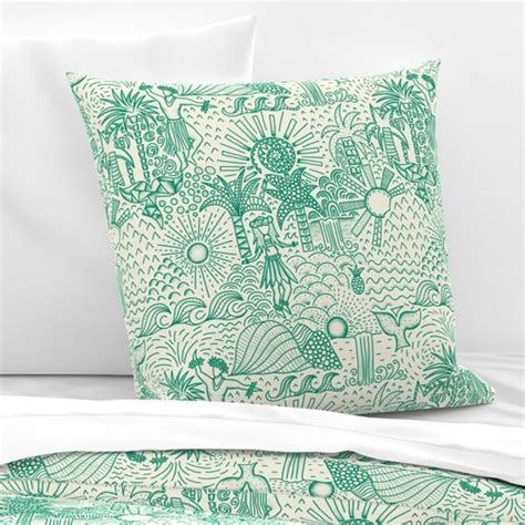 Hawaiian Hula Dancers Toile Euro Pillow Sham Spoonflower