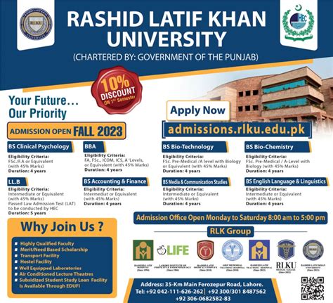 Rashid Latif Khan University Rklu Admissions