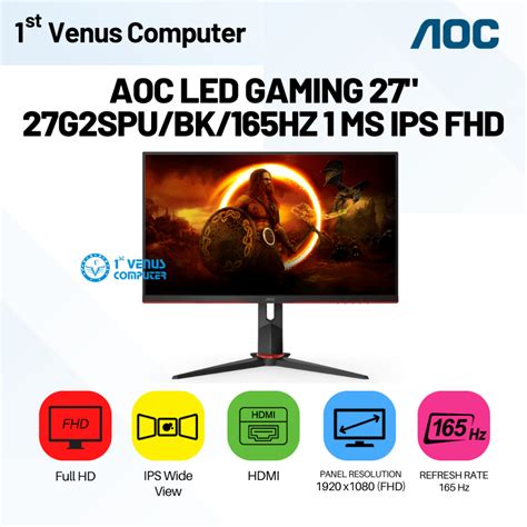 Jual Aoc Led Gaming G Spu Bk Hz Ms Ips Fhd Mon Aoc