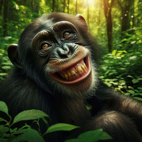 Premium Photo A Smiling Ape With A Smile That Says Happy Monkey