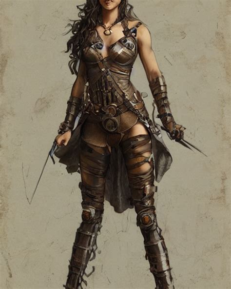 Krea Ai Highly Detailed Steampunk Gal Gadot Standing Stee