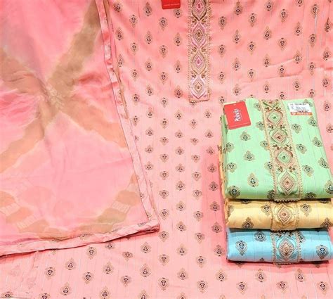 Raheja 40 Inch Rahejo Shibbori Cotton Unstitched Salwar Suit Set For