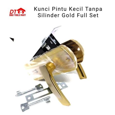 Jual Kunci Pintu Kecil Tanpa Silinder Gold Full Set Gagang Pintu Di