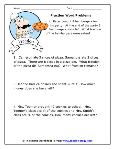 Word Problems On Fractions For Grade 3