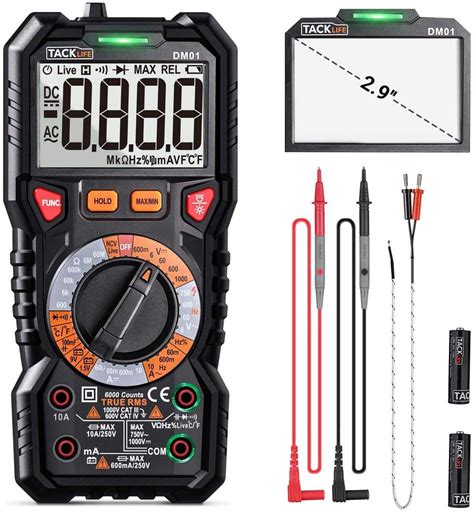 TACKLIFE Digital Multimeter TRMS 6000 Counts LED Intelligent Indicator