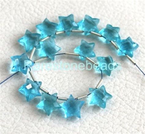 10 Pieces Sky Blue Quartz Gemstone Drilled Gemstone Star Etsy Blue