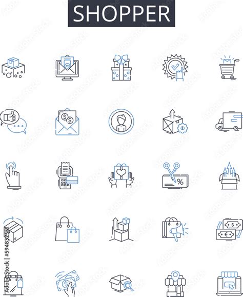 Shopper Line Icons Collection Consumer Buyer Customer Patron