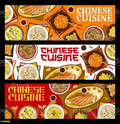 Chinese Cuisine Restaurant Food Horizontal Banners Stock Illustration Download Image Now