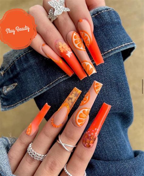 Mandarin Dream Jet Set Babe Custom Press On Nails Slaylebrity