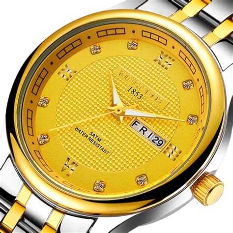 Kingnuos Luxury Brand Men's Watches Quartz Clock Black Gold Fashion ...